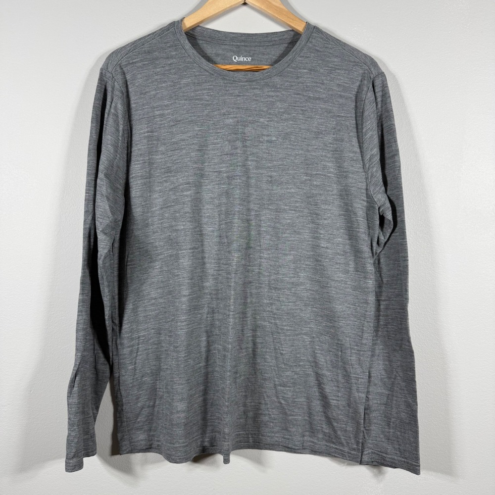 Quince Merino Wool Long Sleeve T-Shirt Heather Grey L